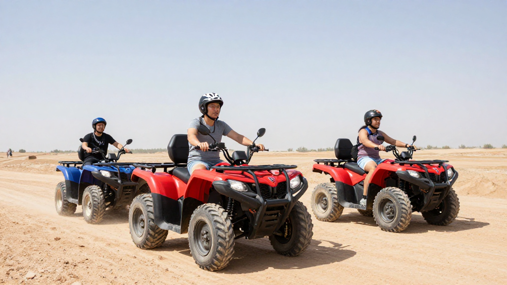davinci i want a picture of few tourists riding quad